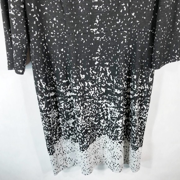 Catherine Malandrino Size 12 Dress Black Gray Shift Knee Length Knit Zip 1384 - Picture 6 of 7